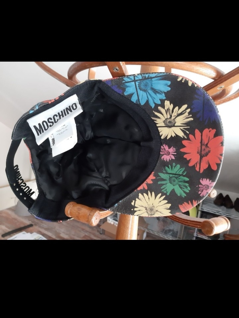 Moschino Black Floral Kids Baseball Cap with Multicolor Blooms - Picture 6 of 7